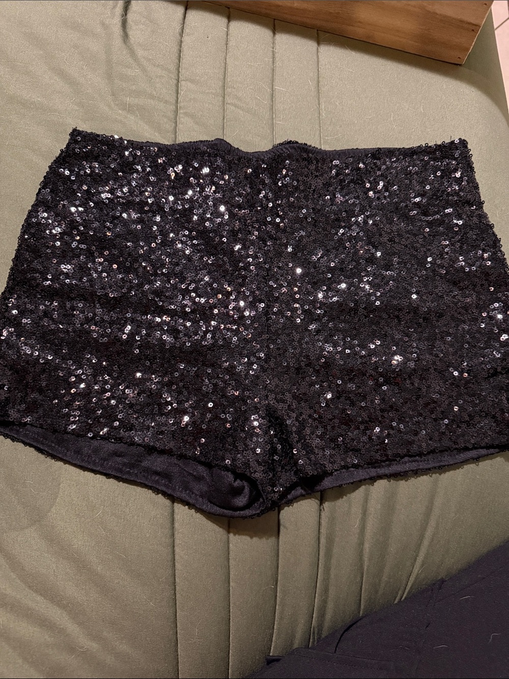 Fashion Nova Black Sequin High-Waist Shorts